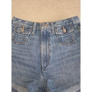 RE/DONE 70s Ultra High Rise Stove Pipe Denim Shorts Size 26 NWT Blue Retro